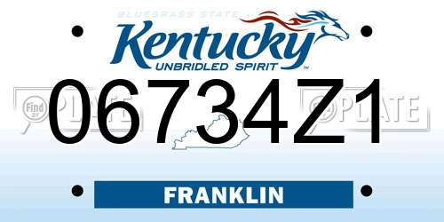 06734Z1 Kentucky License Plate