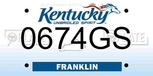 0674GS Kentucky License Plate