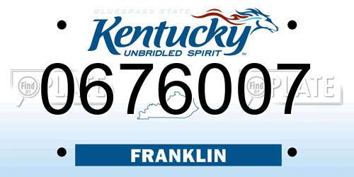 0676007 Kentucky License Plate