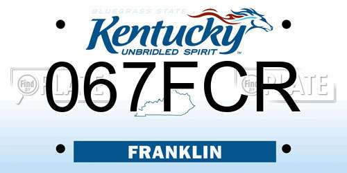 067FCR Kentucky License Plate