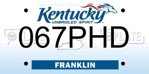 067PHD Kentucky License Plate