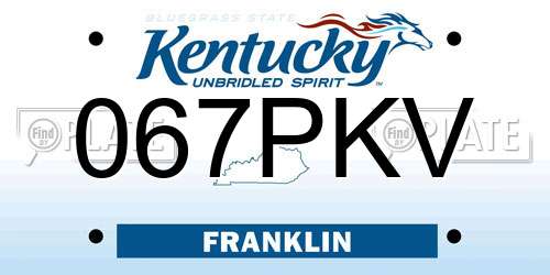 067PKV Kentucky License Plate