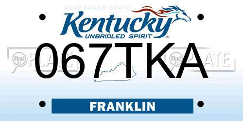 067TKA Kentucky License Plate