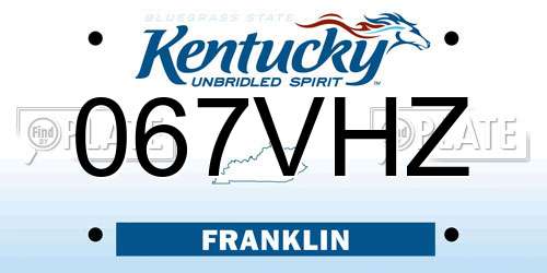 067VHZ Kentucky License Plate
