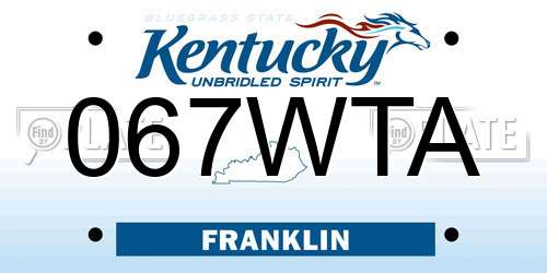 067WTA Kentucky License Plate