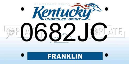 0682JC Kentucky License Plate