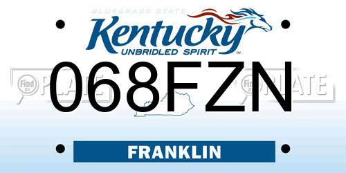 068FZN Kentucky License Plate