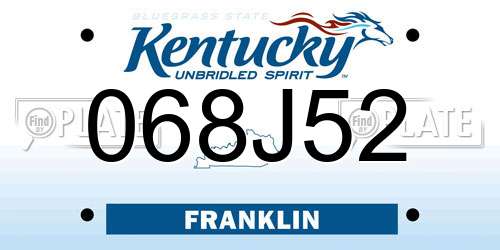 068J52 Kentucky License Plate