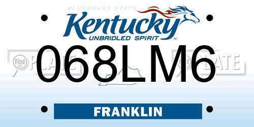 068LM6 Kentucky License Plate