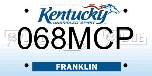 068MCP Kentucky License Plate