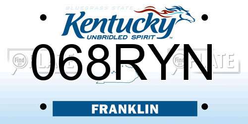 068RYN Kentucky License Plate
