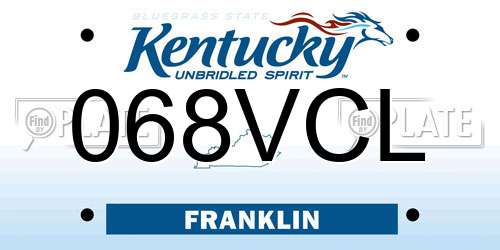 068VCL Kentucky License Plate