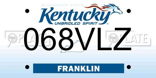 068VLZ Kentucky License Plate