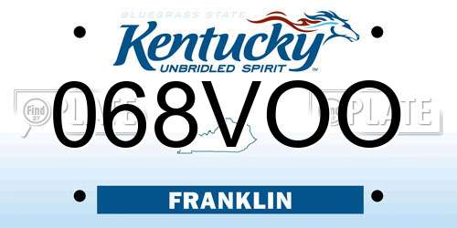 068VOO Kentucky License Plate