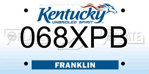 068XPB Kentucky License Plate