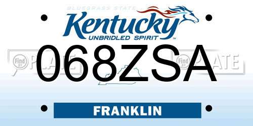 068ZSA Kentucky License Plate