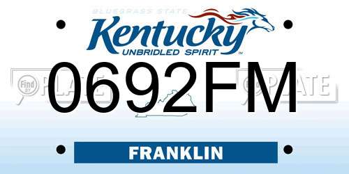 0692FM Kentucky License Plate
