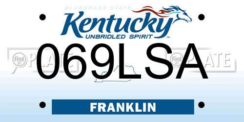 069LSA Kentucky License Plate