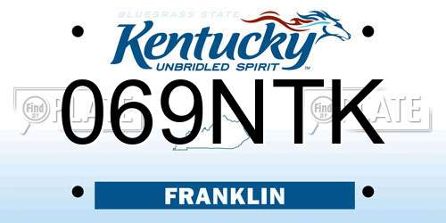 069NTK Kentucky License Plate