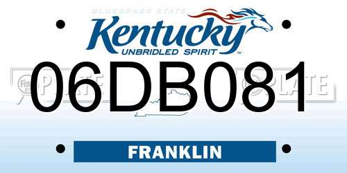 06DB081 Kentucky License Plate