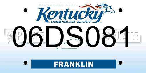 06DS081 Kentucky License Plate