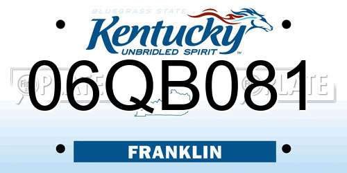 06QB081 Kentucky License Plate