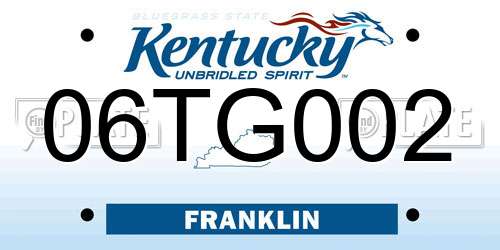 06TG002 Kentucky License Plate