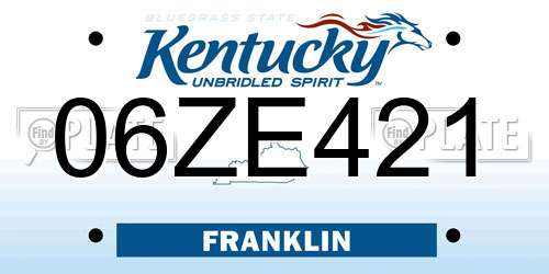 06ZE421 Kentucky License Plate