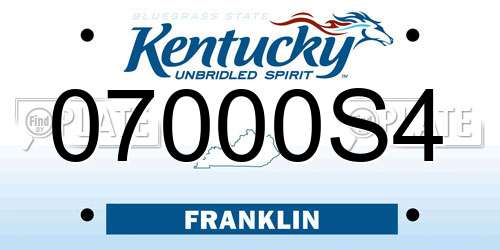 07000S4 Kentucky License Plate