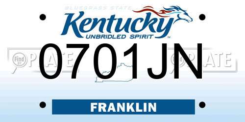 0701JN Kentucky License Plate