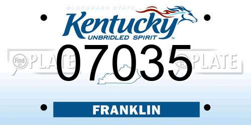 07035 Kentucky License Plate