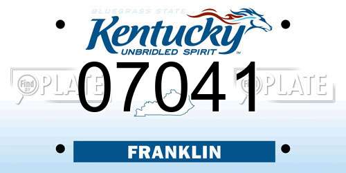 07041 Kentucky License Plate