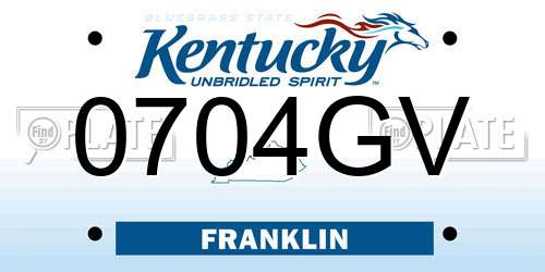 0704GV Kentucky License Plate