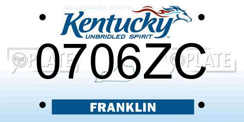 0706ZC Kentucky License Plate
