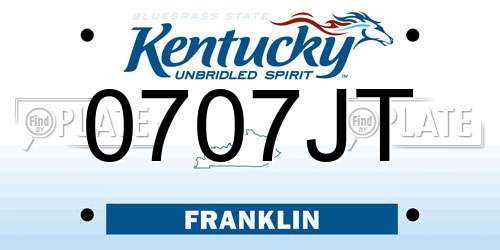 0707JT Kentucky License Plate