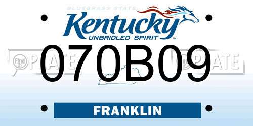 070B09 Kentucky License Plate