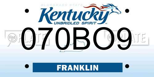 070BO9 Kentucky License Plate