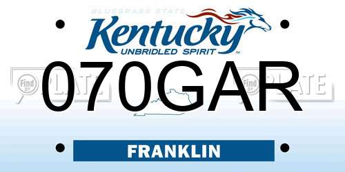070GAR Kentucky License Plate