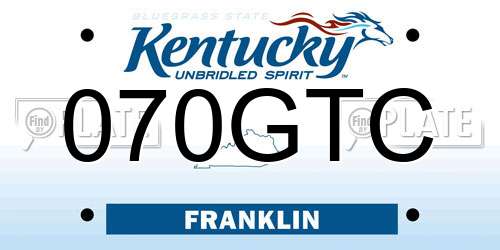 070GTC Kentucky License Plate