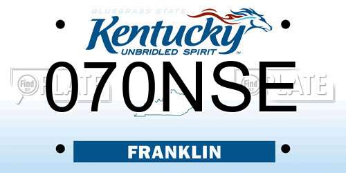 070NSE Kentucky License Plate