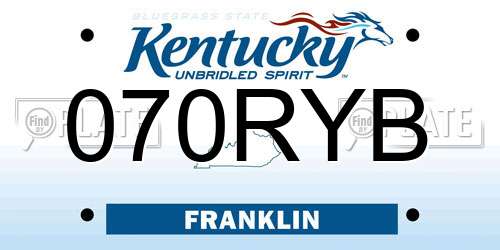 070RYB Kentucky License Plate