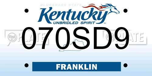 070SD9 Kentucky License Plate