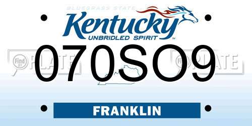 070SO9 Kentucky License Plate