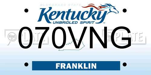 070VNG Kentucky License Plate