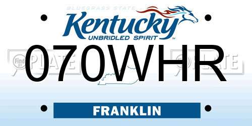 070WHR Kentucky License Plate