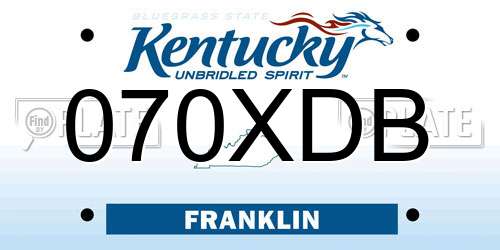 070XDB Kentucky License Plate