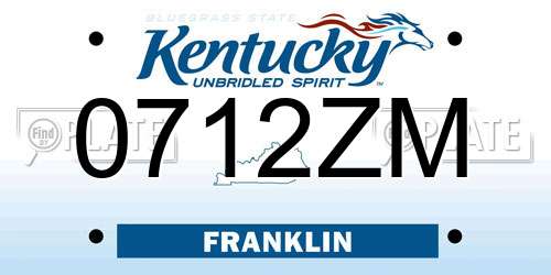 0712ZM Kentucky License Plate
