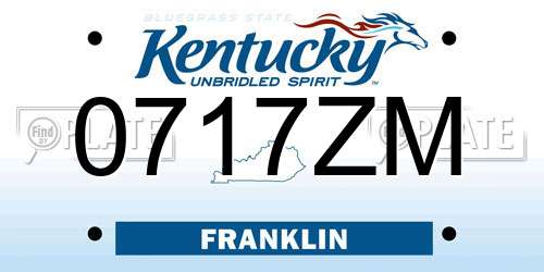 0717ZM Kentucky License Plate
