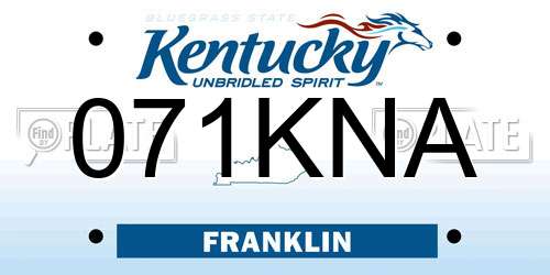 071KNA Kentucky License Plate