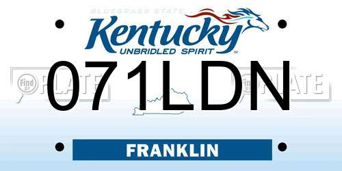 071LDN Kentucky License Plate